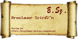 Breslauer Szirén névjegykártya